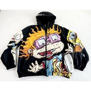 Members Only Nickelodeon Windbreaker Jacket Mens XL Rugrats SpongeBob Hooded AOP